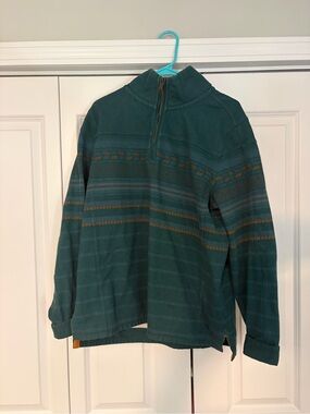 Fat Face Teal Zip-Up Sweater with Mustard Accent